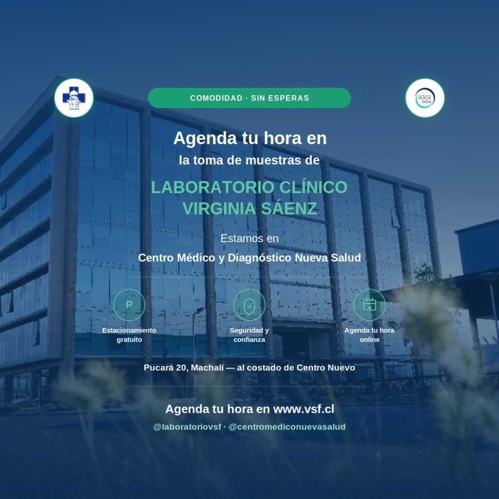 A partir de hoy, las tomas de muestra de Laboratorio Clínico Virginia Sáenz F. en Machalí pueden agendarse en línea a través de nuestro sitio web, sumándose a la agenda online ya disponible en San Fernando.